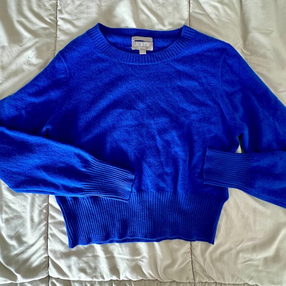 J.Crew 100% Cashmere Crewneck Sweater Cobalt Blue Size Medium